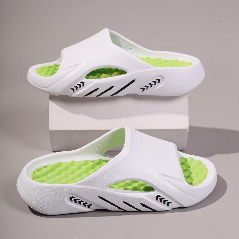 

2025 Plus Size Men s Stylish Color Block Open Toe Breathable Chunky Slippers Fashion Comfy Non Slip Durable Anti Odor EVA Slides 42-43 білий