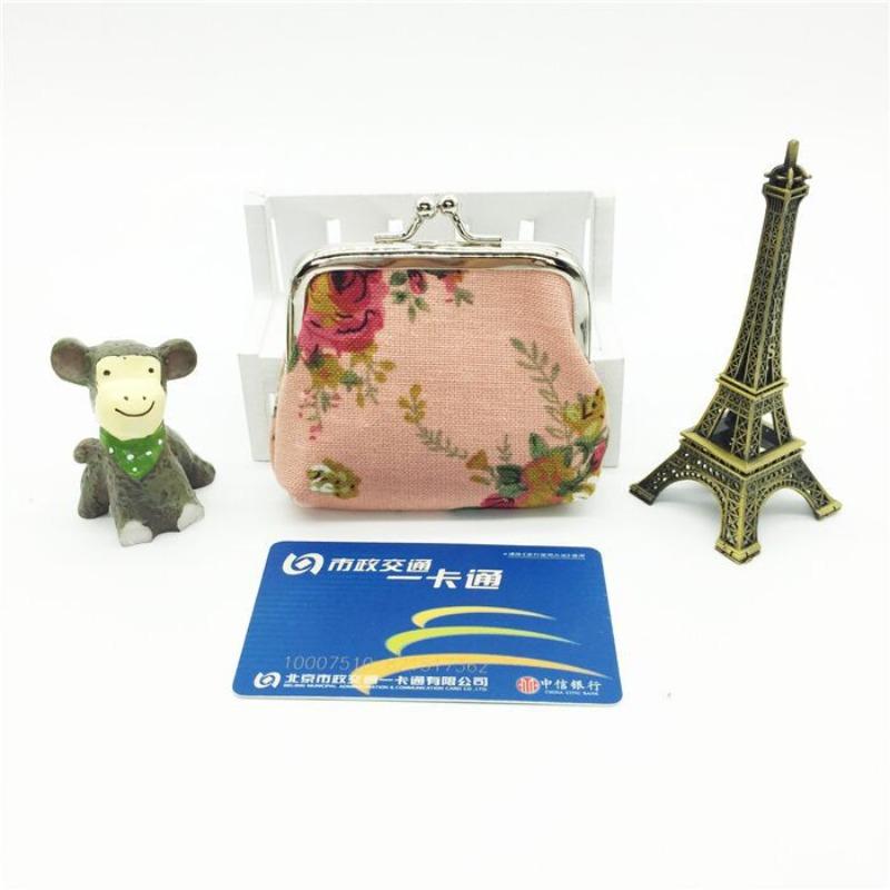 

Rose canvas mini change bag, women s fabric buckle coin bag, children s cute small wallet direct sales