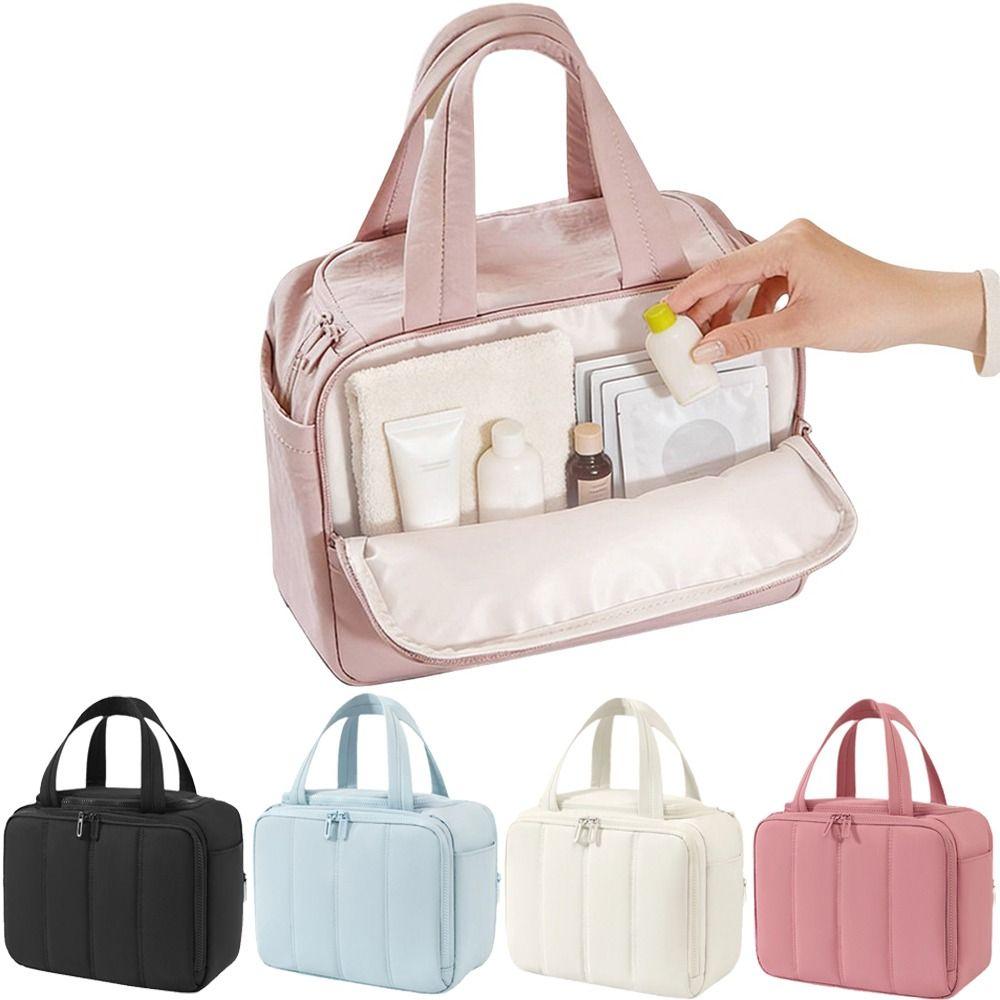 Large Capacity Portable Cosmetic Pouch Adjustable Dividers Women Cosmetic Tote Women's Makeup