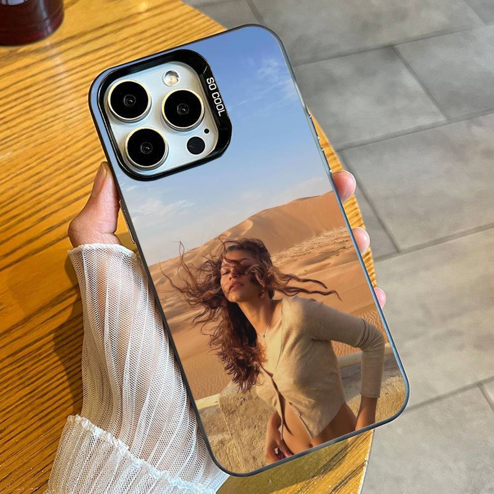 Z-Zendaya Euphoria Druck Handyhülle Für iPhone 16 17 15 14 12 13 Pro Max Schwarz Candy Matt Stoßfeste Hülle