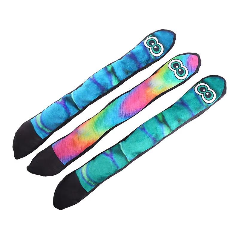 Eco-Friendly Luxury Dog Chew Toy Tough Plush Snake Style with Squeaker Crinkle Interactive Cute Non-Waterproof Indoor Use синий