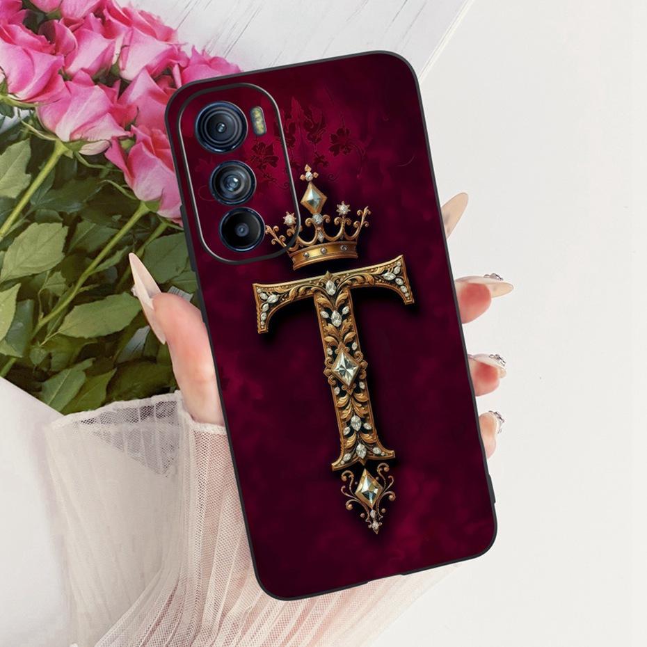 Fashion Crown Letter Case For Motorola Edge 30 30Pro 30Neo Soft Black Silicone Back Cover For MOTO Edge30 Pro Neo Phone Cases