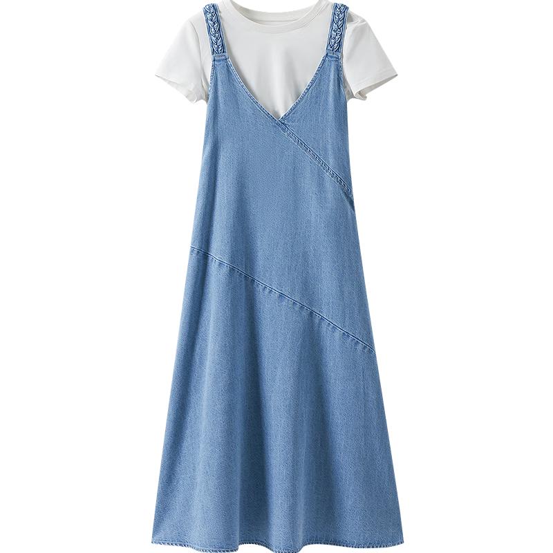 

INMAN Women s Cool-Touch Hemp Blend Denim Pinafore Dress S