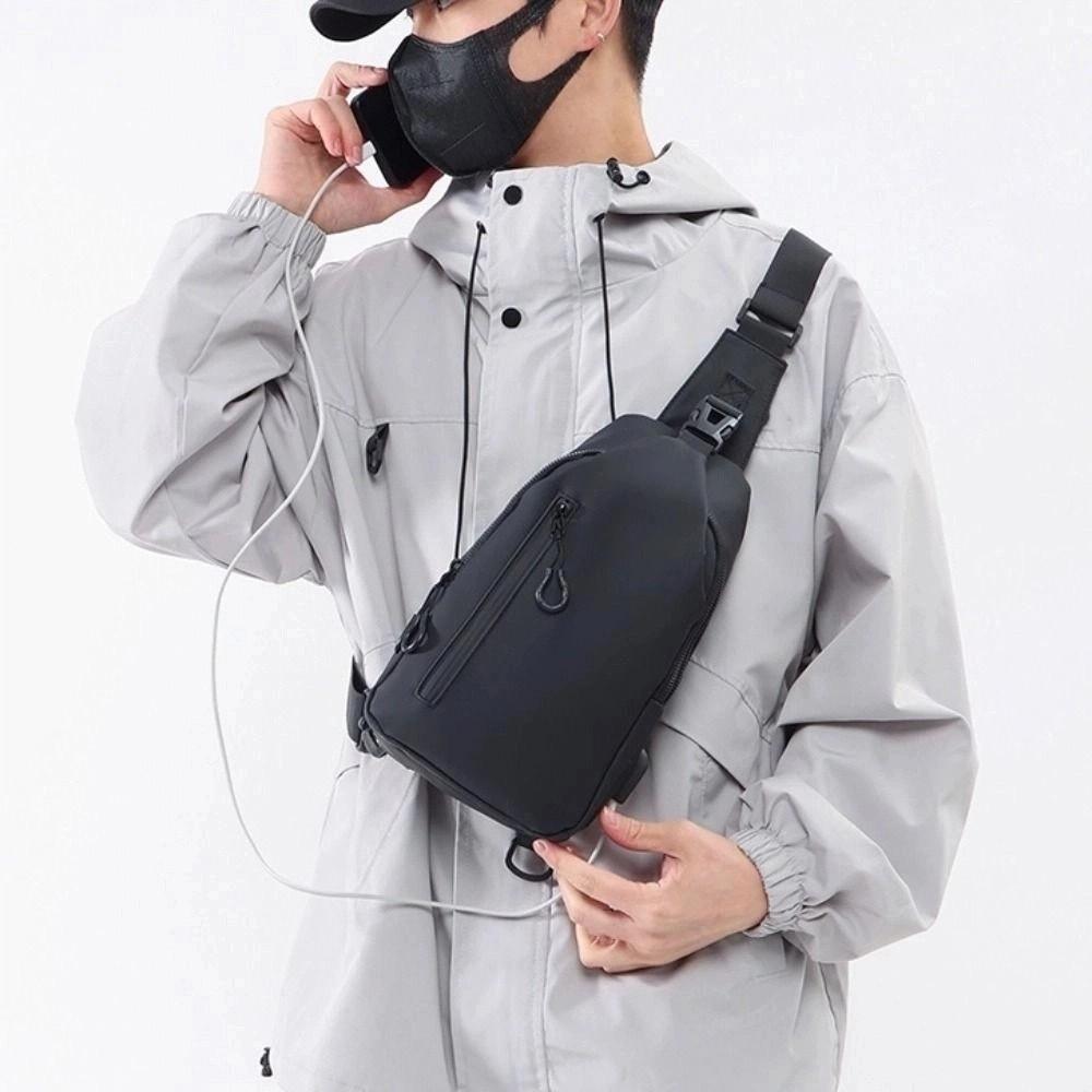 Oxford Cloth Outdoor Crossbody Bag Multi-functional Sports Walking Bag Men's Chest Bag  Daily