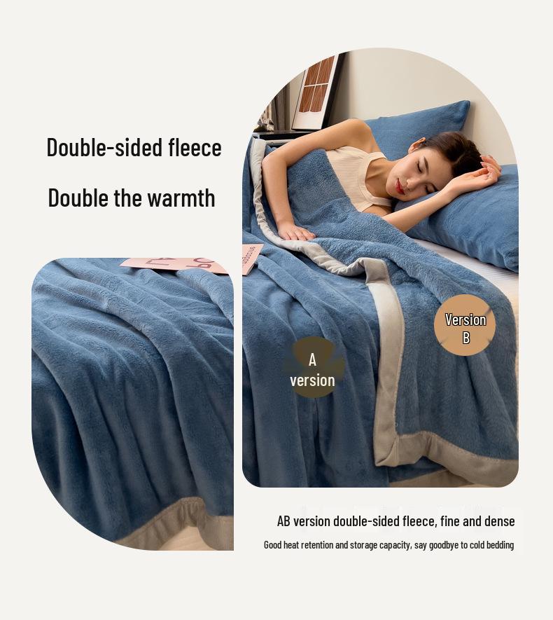 Single Piece Thickened Velvet Flannel Bed Sheet - Warm Autumn/Winter Coral Fleece Duvet Cover & Blanket