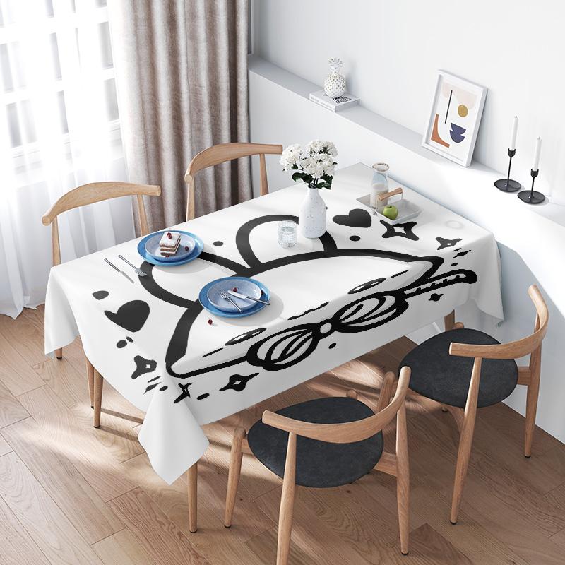 

Modern Black White Tablecloth For Dining Room Decor Ideal Gift For Wedding Anniversary Or Housewarming Party 100X140CM