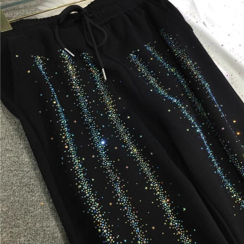 Plus Size Women's Drill Sweatpants Plus Fleece Thickened High Waisted Slimming Sports Pants