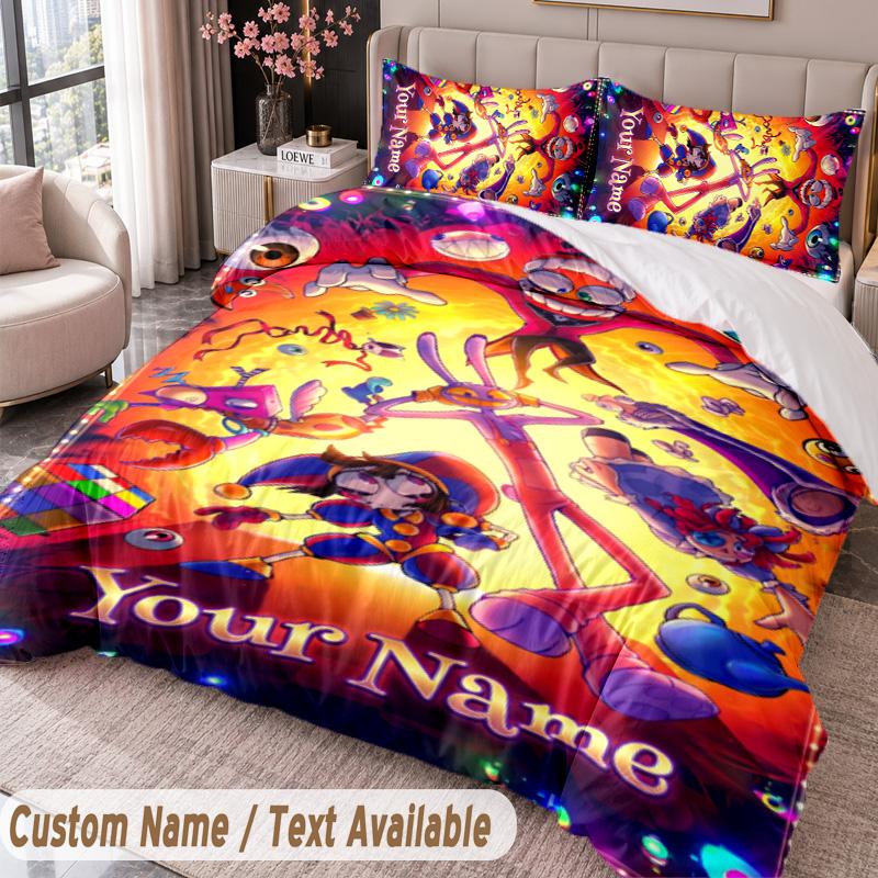 Custom Name Text 3Pcs Bedding Set The Amazing Digital Circus Duvet Cover And Two Pillowcases
