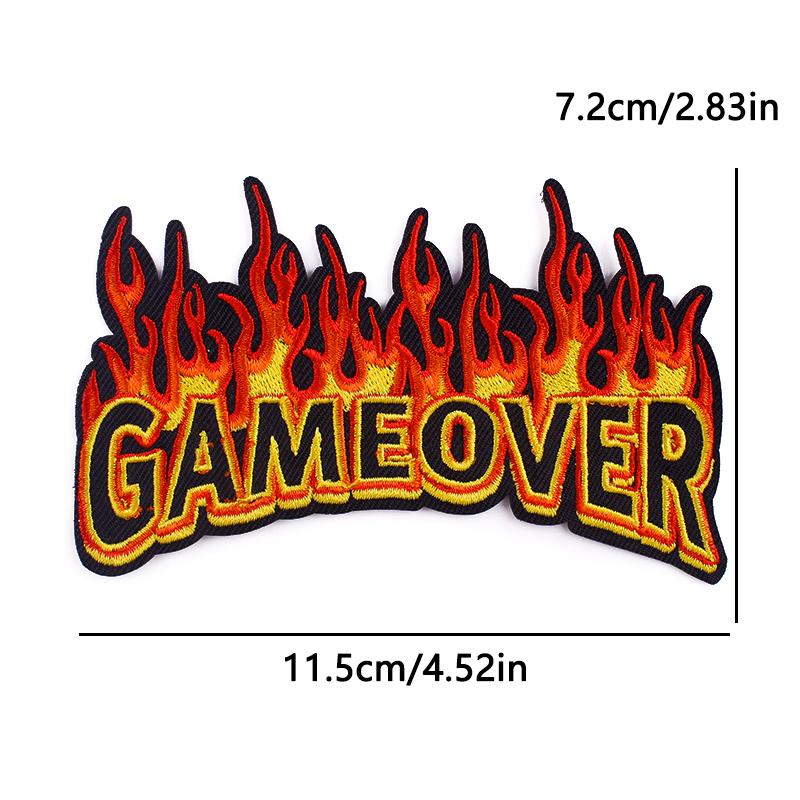 Punk Flame Letter Embroidered Patches For Clothing Sticker Horror Biker Skull Applique Iron On Patches On Clothes Fusible Badges