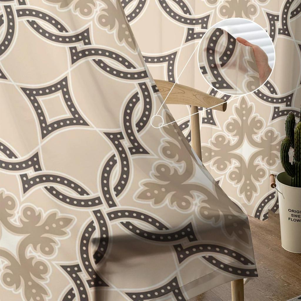 Květiny Linie Dekorace Oblouk Husté Tylové Závěsy do Obývacího Pokoje Kuchyně Ložnice Průsvitný Tyl pro Kavárnu Hotel Moderní Domácí Dekor