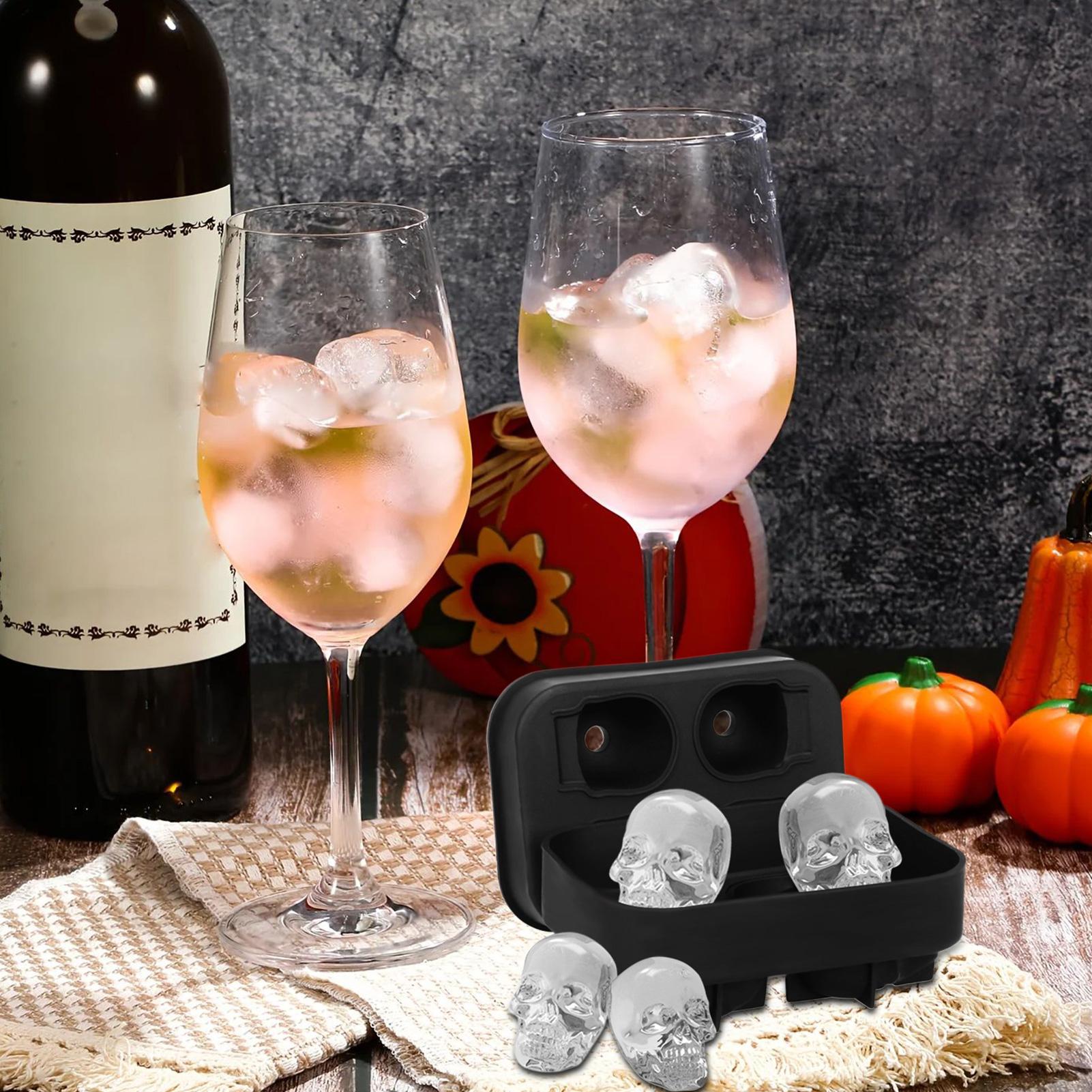 

Форма для шоколада в виде черепа 4 ячейки Хэллоуин Череп Поддон для льда с крышкой Легкое извлечение Инструмент для приготовления охлаждающих кубиков для напитков CHINA