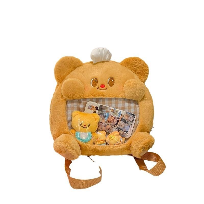 Butter Bear Plush Backpack Cute Cartoon Peripheral Large Schoolbag Capacity