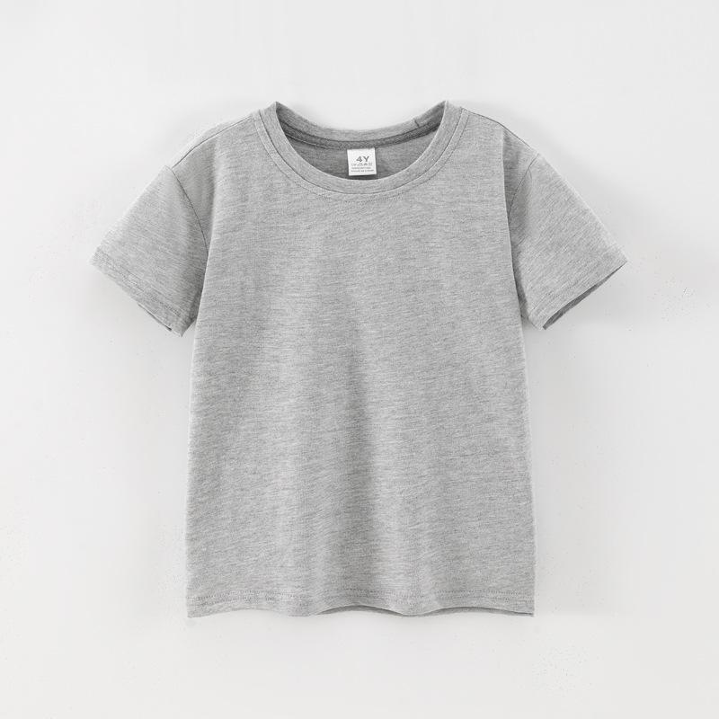 Bawełniany T-shirt dziecięcy z krótkim rękawem w jednolitym kolorze - Lato dla chłopców, Rozmiary 3T i w górę