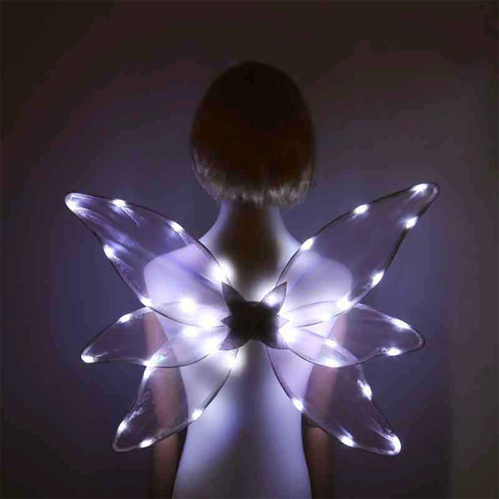 

Elf Wings Electric Wings Moving Sparkling Glowing Wings Light Up Butterfly With LED Lights For Halloween Costume Dress Up Kid Women White 59*45#1