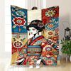 "Japanese Floral Kimono Art Print - Vibrant Traditional Design"Blanket Flannel Throw Blanket for Sofa, Bed, Travel, Camping, Office, Couch,