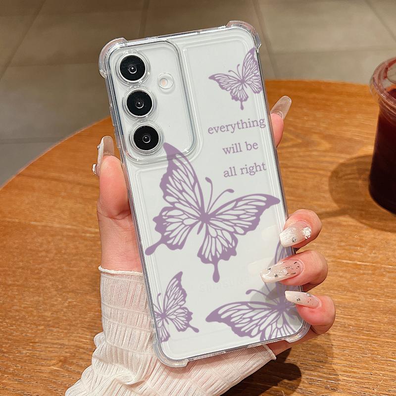 

Simple Butterfly Print Phone Case For Samsung Galaxy A57 A37 A17 A56 A16 A55 A36 A26 A15 A35 A54 A53 Clear Shockproof Soft Cover Galaxy A14