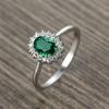 Green Oval Cubic Zircon Lab Emerald Rings Engagement 100 %Real Women  Tone Gemstone Finger Ring Female Nuptial Bridal Jewelry