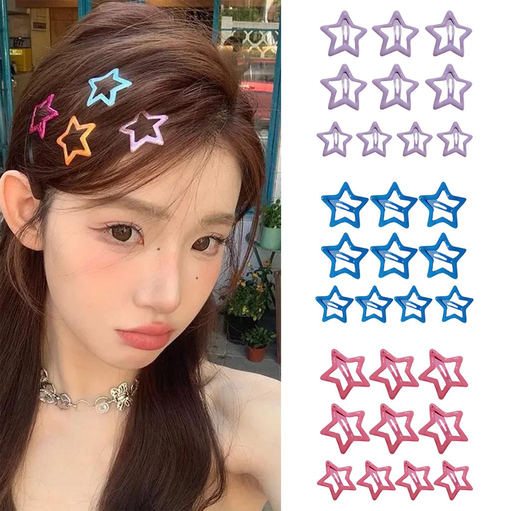 10x Süße Stern Druckspangen Haarspangen Set Reizende Haarnadeln Kombination Haarnadeln für Alle Haare Kopfschmuck Pony Haarspangen Y2K Mädchen