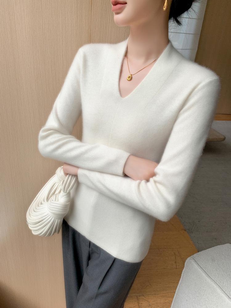 Women's Slim Fit V-Neck Cashmere Sweater - Autumn/Winter 2025 Versatile Lightweight Knit Cardigan