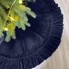 Velvet Christmas Tree Skirt with and Lace Trim, Holiday Party Home Decoration
