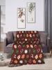 Vintage Christmas Tossed Pattern Dark Red Blanket Warm Soft Plush Throw for Kids Bedding Outdoor Bedspread Cover