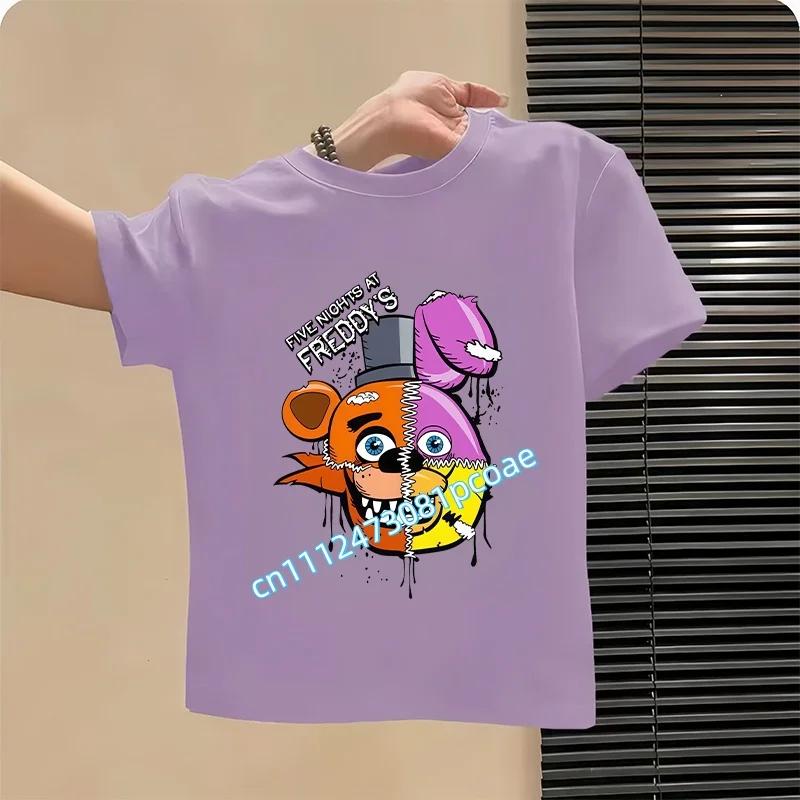 T-shirt FNAF Traspiranti Bambini Five Nights At Freddy Carino Top a Manica Corta Ragazzi Ragazze Moda Estiva T-shirt Abbigliamento Bambini