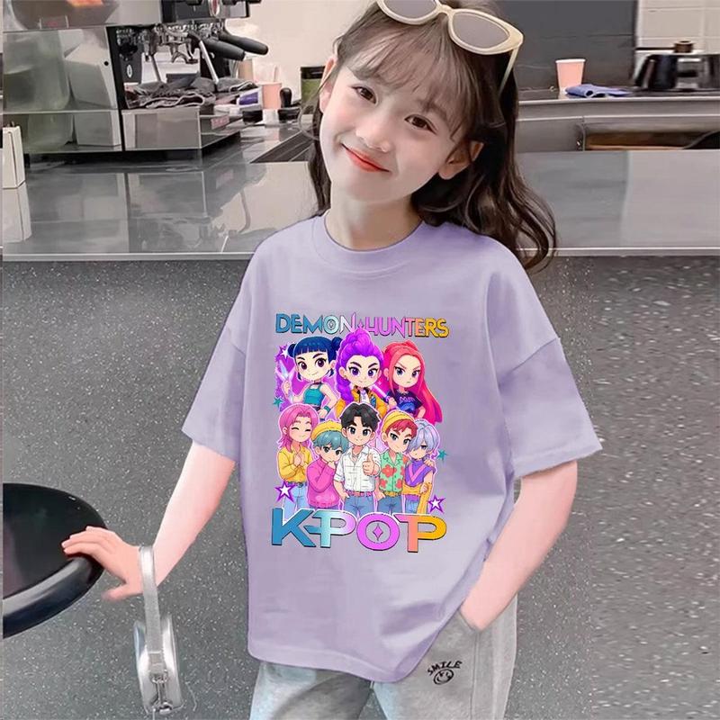 Derpy Tiger Kpop Demon Hunters Shirt for Kids Baby Girl T-Shirt Cute Tiger Cartoon Clothes 2025 Hot Movie Print Soft