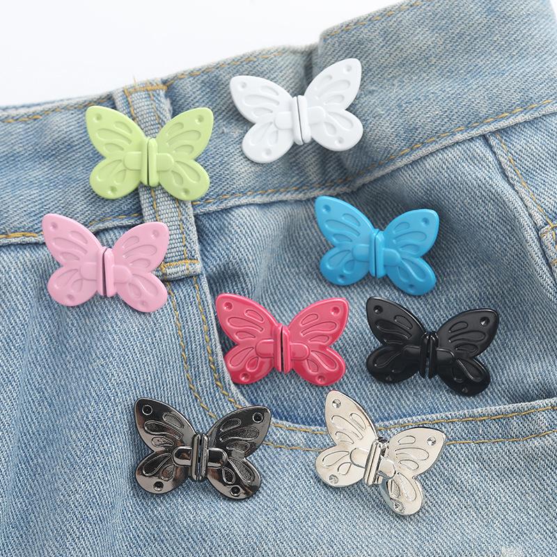 Adjustable Butterfly Waist Tightener for Jeans - Detachable Buckle for Large Waistbands