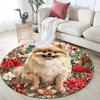 Pomeranian Pattern Round rug,Carpet Rug for Living Room Bedroom Sofa Playroom Decor,Non-slip Floor Mat,Holiday Gifts and Birthday Gifts.