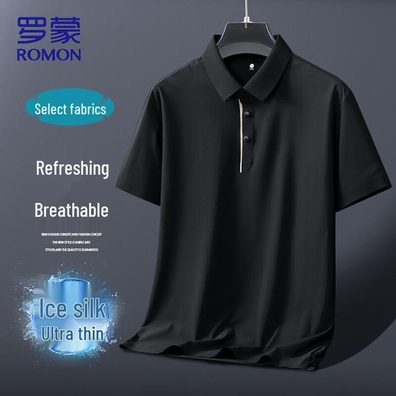 

ROMON Men s Ice Silk Quick-Dry Polo T-Shirt XL