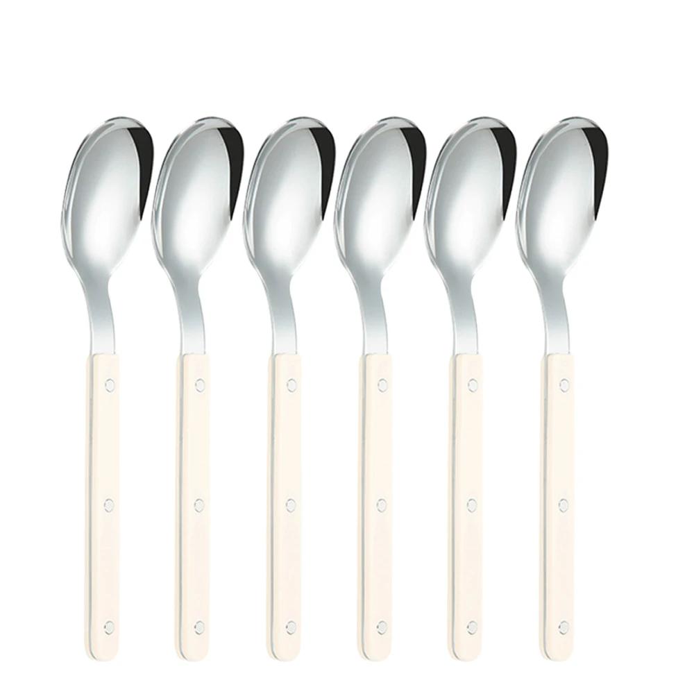 

6/24Pcs Dinnerware Acrylic Handle Knife Fork Spoon Set Stainless Steels Cutlery Set Western Dinner Kitchen Flatware
