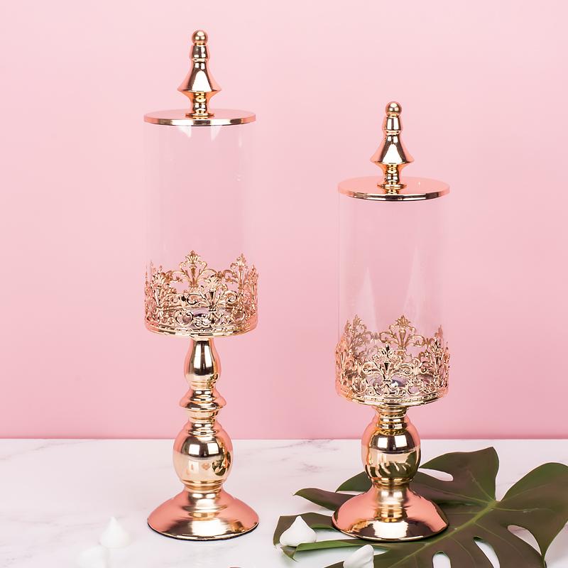 European Style Sugar Bowl Wedding Dessert Table Decoration Arrangement Glass Candy Jar Snack Biscuit Storage Tank Home Storage
