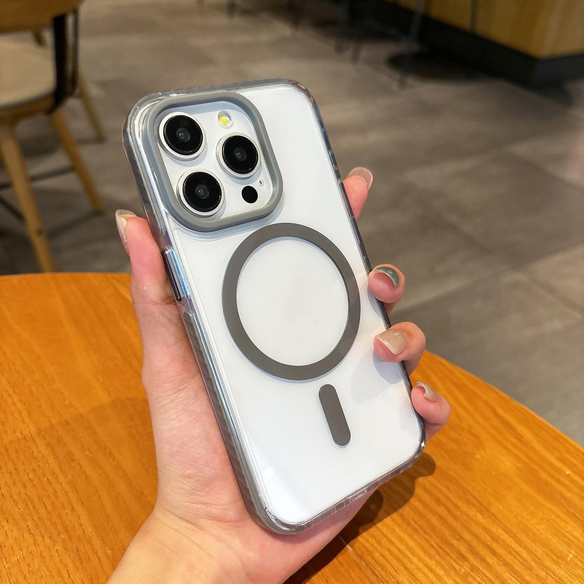 

Подходит для IPhone16Promax Магнитный чехол для телефона, Apple 15 Высокая прозрачность, Samsung S24ultra Цветосочетание Нескользящий край iPhone16