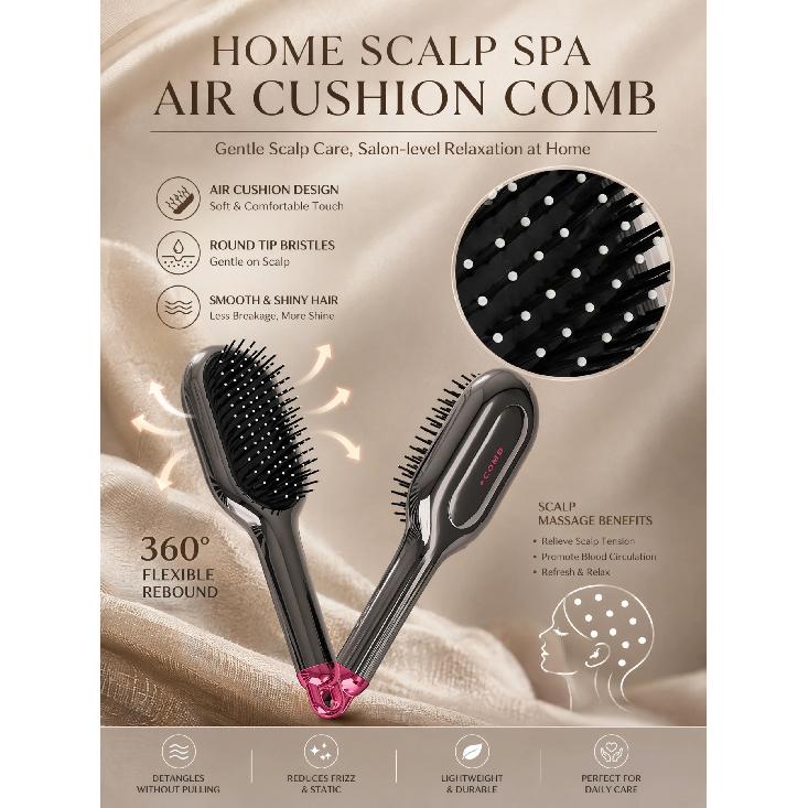 Air Cushion Hair Brush Scalp Massage Comb Anti-static Detangling Hairbrush for Wet Dry Curly Straight Hair Salon Styling Tool