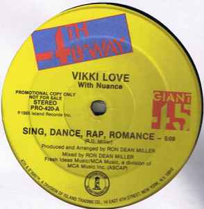 

12inch Record VIKKI LOVE NUANCE Sing Dance Rap Romance PRO420 4th Broadway 1985 US Dance Electronica Used