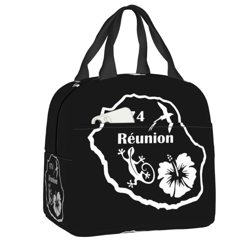 974 Reunion Island Insulated Lunch Bags for Women Maveli Coat of Arms Portable Cooler Thermal Bento Box School