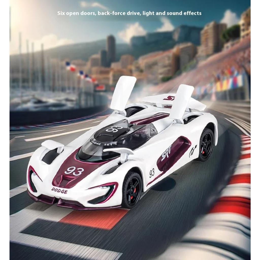 1/32 Metal Die Cast Dodge SRT Tomahawk Track Edition Car Model Simulation Sound Light Children's Toy Ornaments Halloween Gift