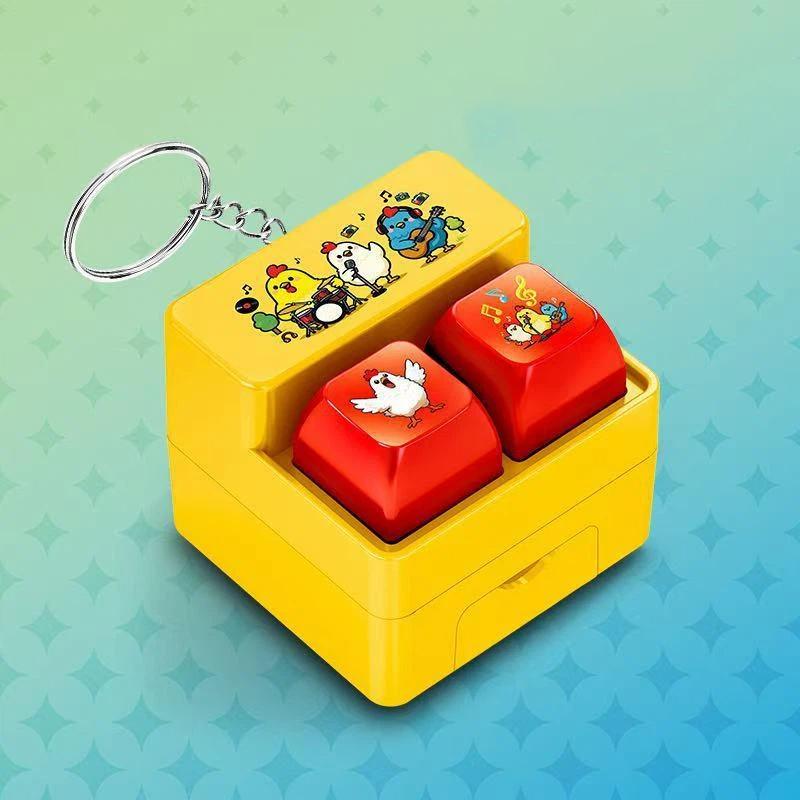 Fingertip Button Keyboard Games Keychain Plastic With Led Light Voice-Activated Keychain Portable Cartoon Interactive Keychain
