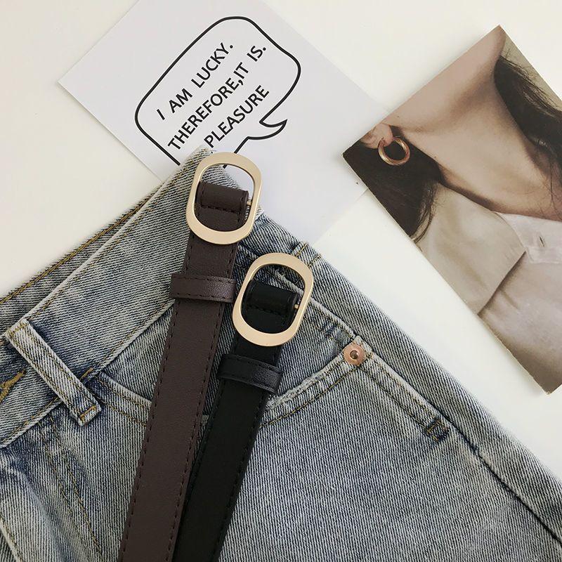 Black Womens Ontrend Pu Belt With Chic Automatic Closure For Effortless Fashion