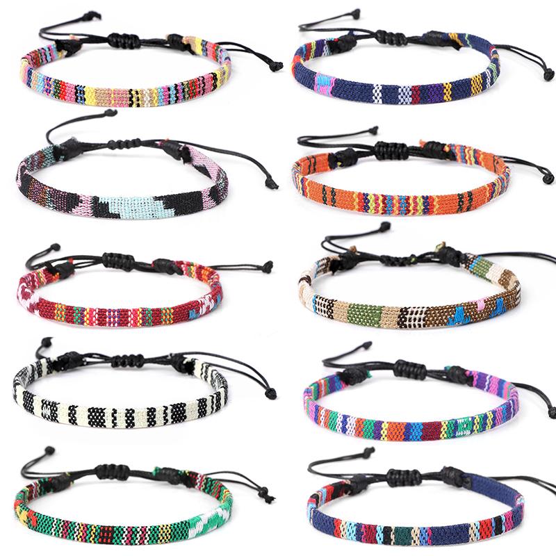 Bohemian Handmade Couple Bracelets Men Charms Weave Adjustable Bracelets for Women Friendship Summer Beach Surfing Boho Jewelry