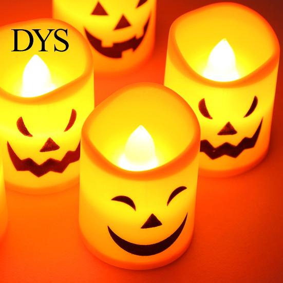 Unique Halloween House Accents 6 Pcs Battery Operated Flameless Tea Lights, Orange Flickering Electric Fake Indoor Festive Holiday Lights Candles,