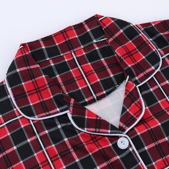 Family Christmas Pjs Matching Set Plaid Long Sleeve Button Down Sleepwear Holiday Soft 2 Piece Lounge Sets