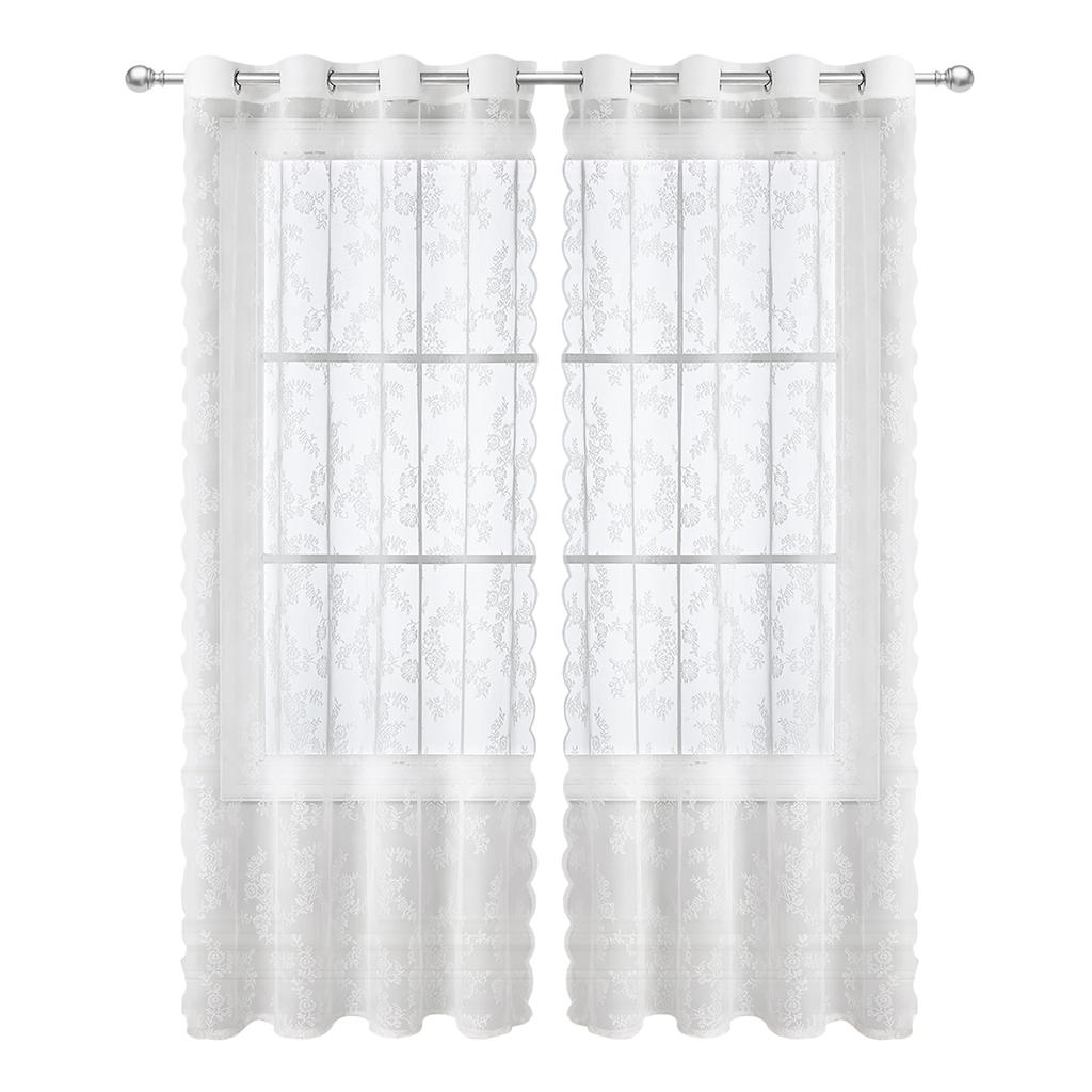 1/2 Panels Sheer Curtains Floral Semi Transparent Light Filtering Rod Pocket Voile Drapes Window Curtain for Bedroom Living Room