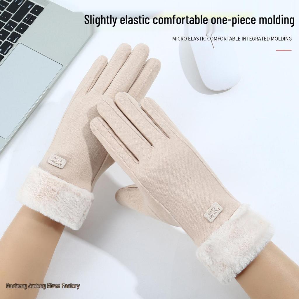 Damen Warme Touchscreen-Handschuhe: Gemütliche, mit Samt gefütterte, winddichte, kältefeste, niedliche Fahrradhandschuhe für Herbst und Winter.