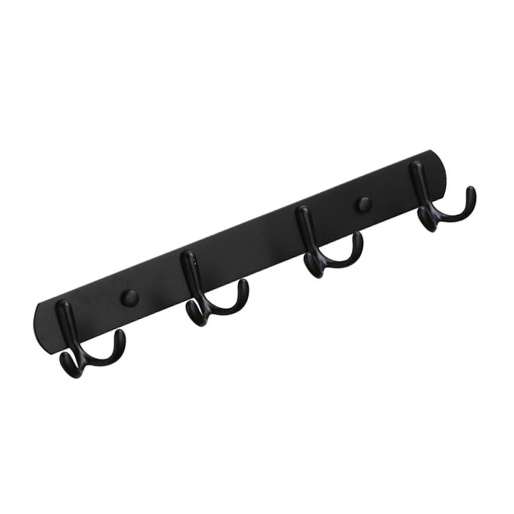 Wall Mounted Hanger Stainless Steel Double Hook Organizer 4 Duals Hooks For Coats Bags Kitchen Bathroom Bedroom