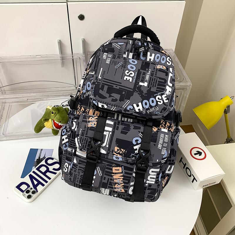 Schoolbag graffiti color printing fashion trendy cool college student schoolbag new leisure travel large capacity backpack