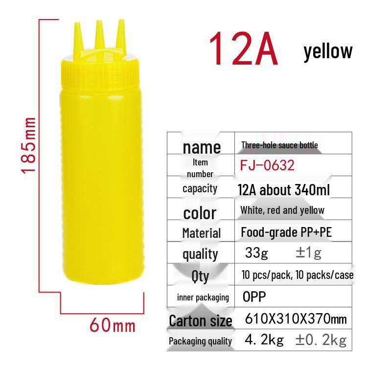 Single-Hole & Three-Hole Squeeze Sauce Bottle: Ideal for Sauces, Jams, and Salad Dressings with a Pointed Spout Design.
