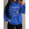 Pink Bow Faith Over Fear Printing Women Hoodies Pocket Loose Hoody Casual Fleece Y2K Hoodie Soft Woman Clothes