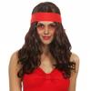 Long Wavy Brown Hippie Wig with Red Headband for 60s 70s Theme Party Cosplay Costume Accessory Men Women Retro Style Hairpiece
