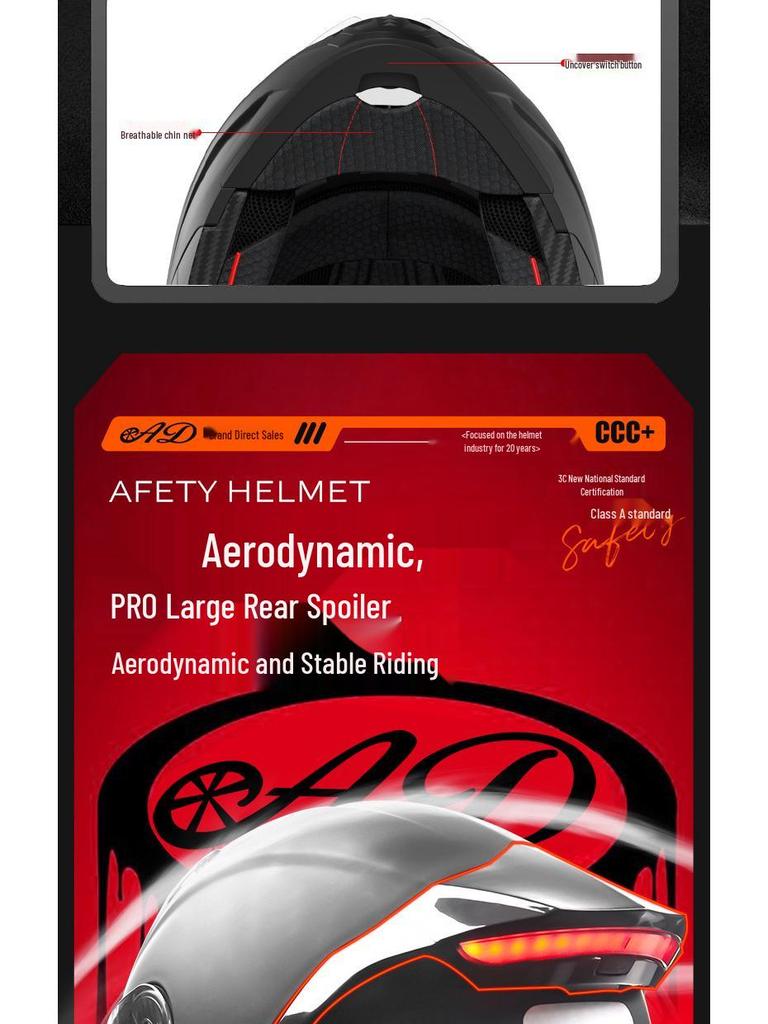 Smart Motorcycle Helmet with Flip-up Taillight for All-Season Off-road Riding